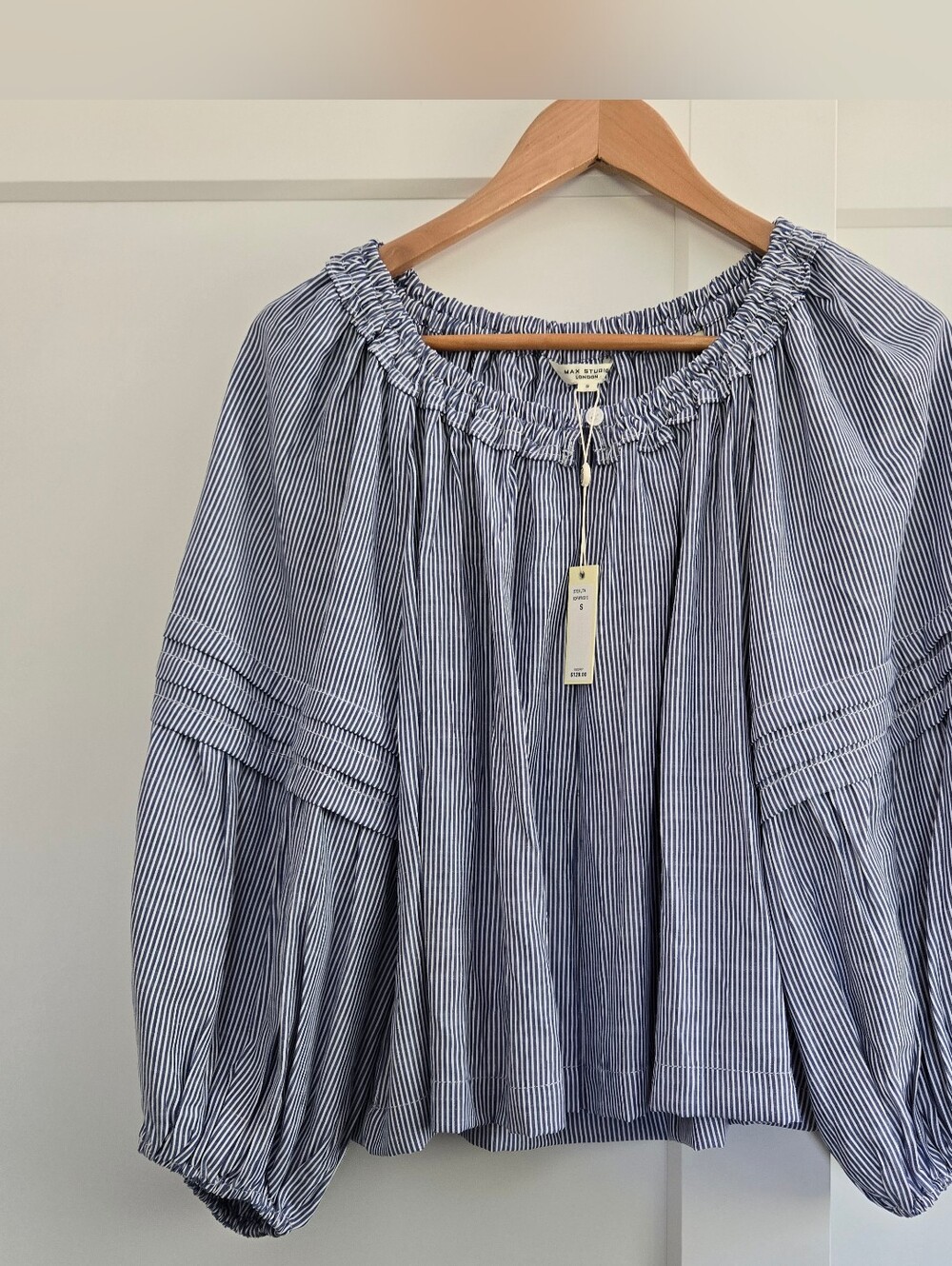 Max Studio Blue And White Stripe Womens Small Blouse NWT